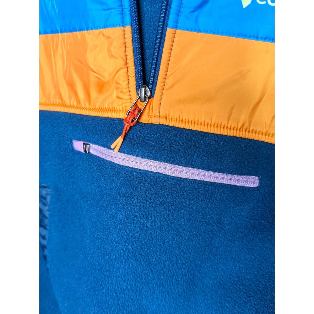 Cotopaxi Teca Fleece Hooded Half-Zip Jacket Mens M Blue Orange Pullover EUC - Picture 3 of 5